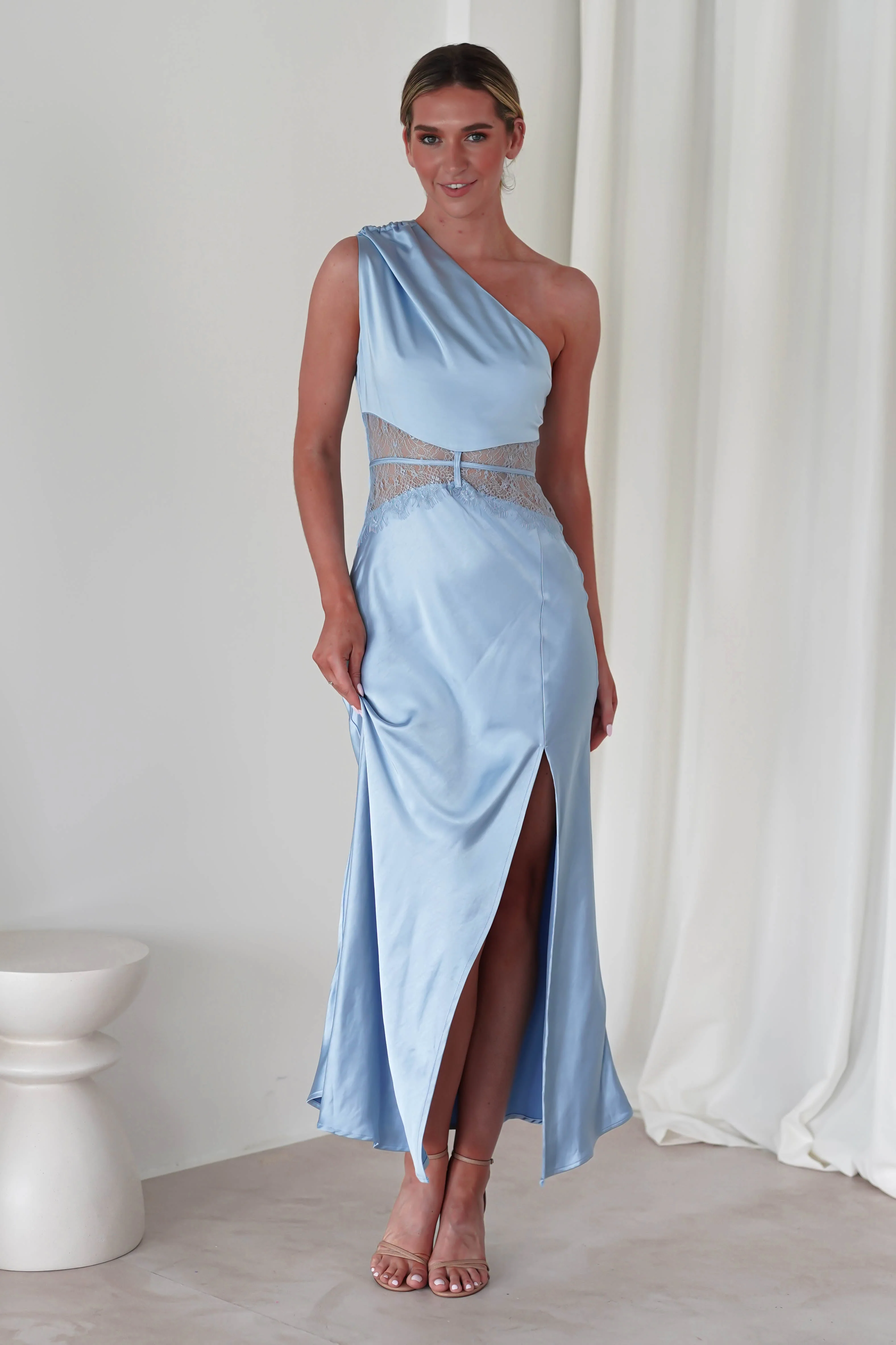 Valentina Soft Satin Maxi Dress | Blue - Image 4