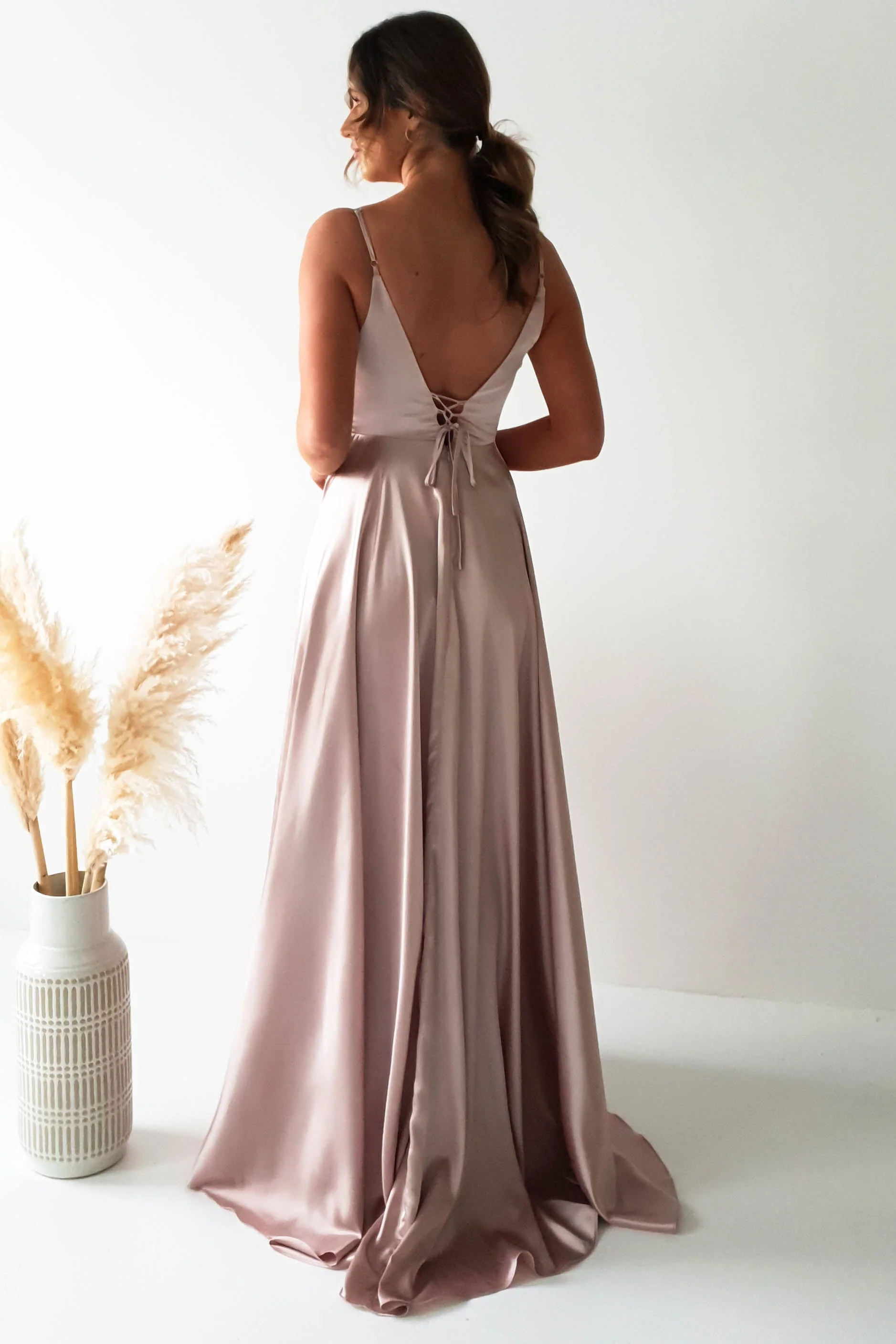 Velia Satin Maxi Gown | Champagne - Image 2