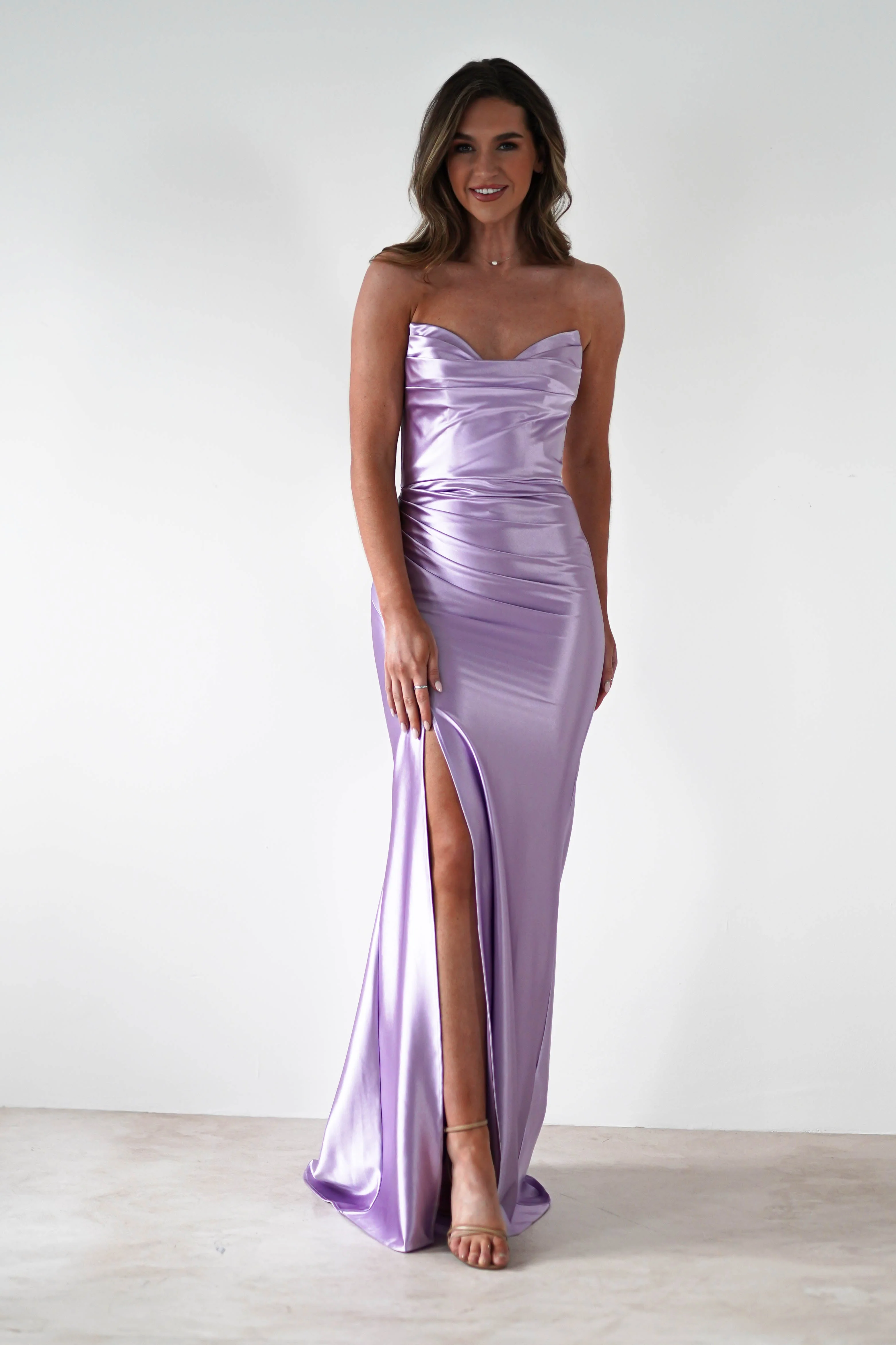 Venice Strapless Bodycon Gown | Lilac - Image 4