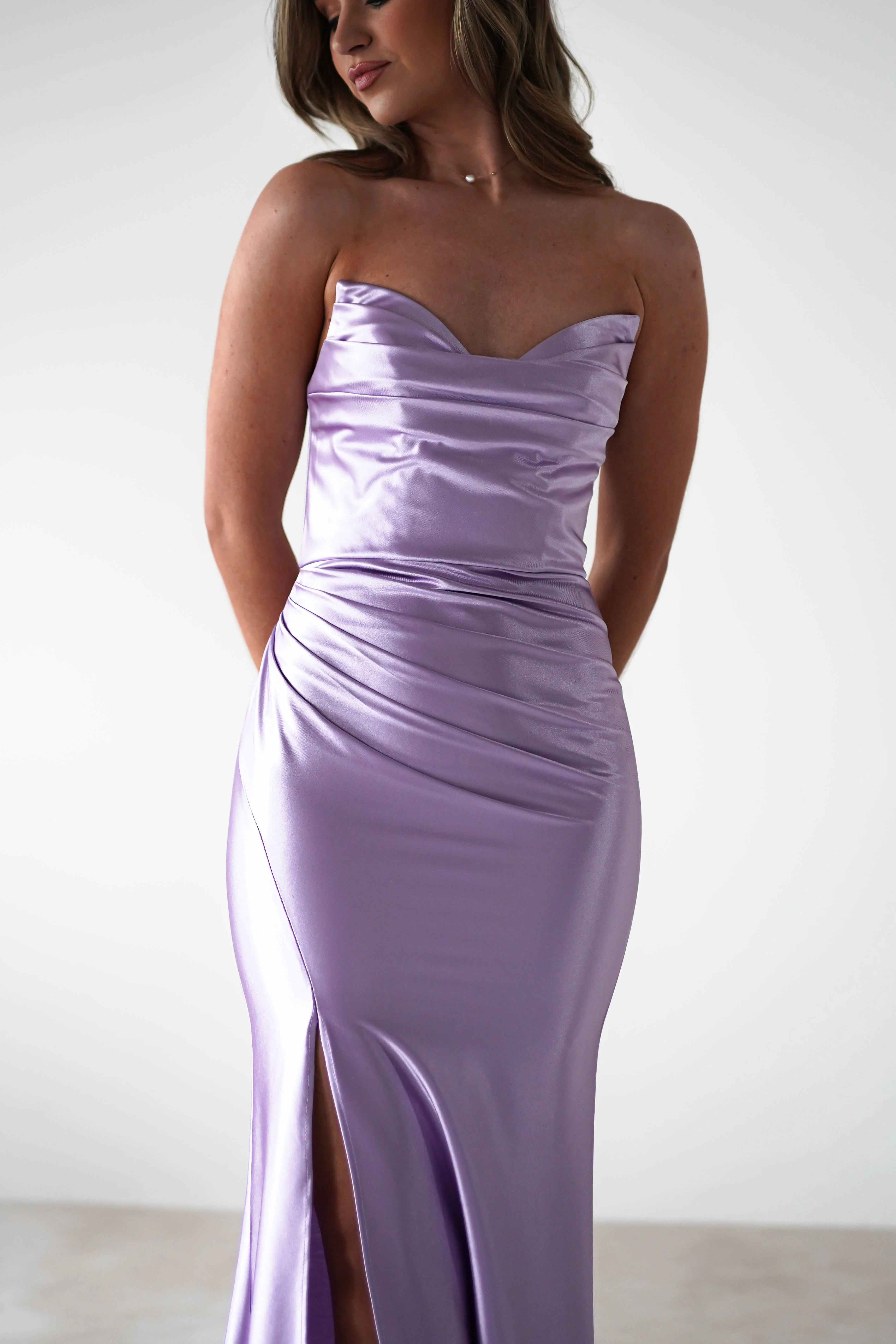 Venice Strapless Bodycon Gown | Lilac - Image 7