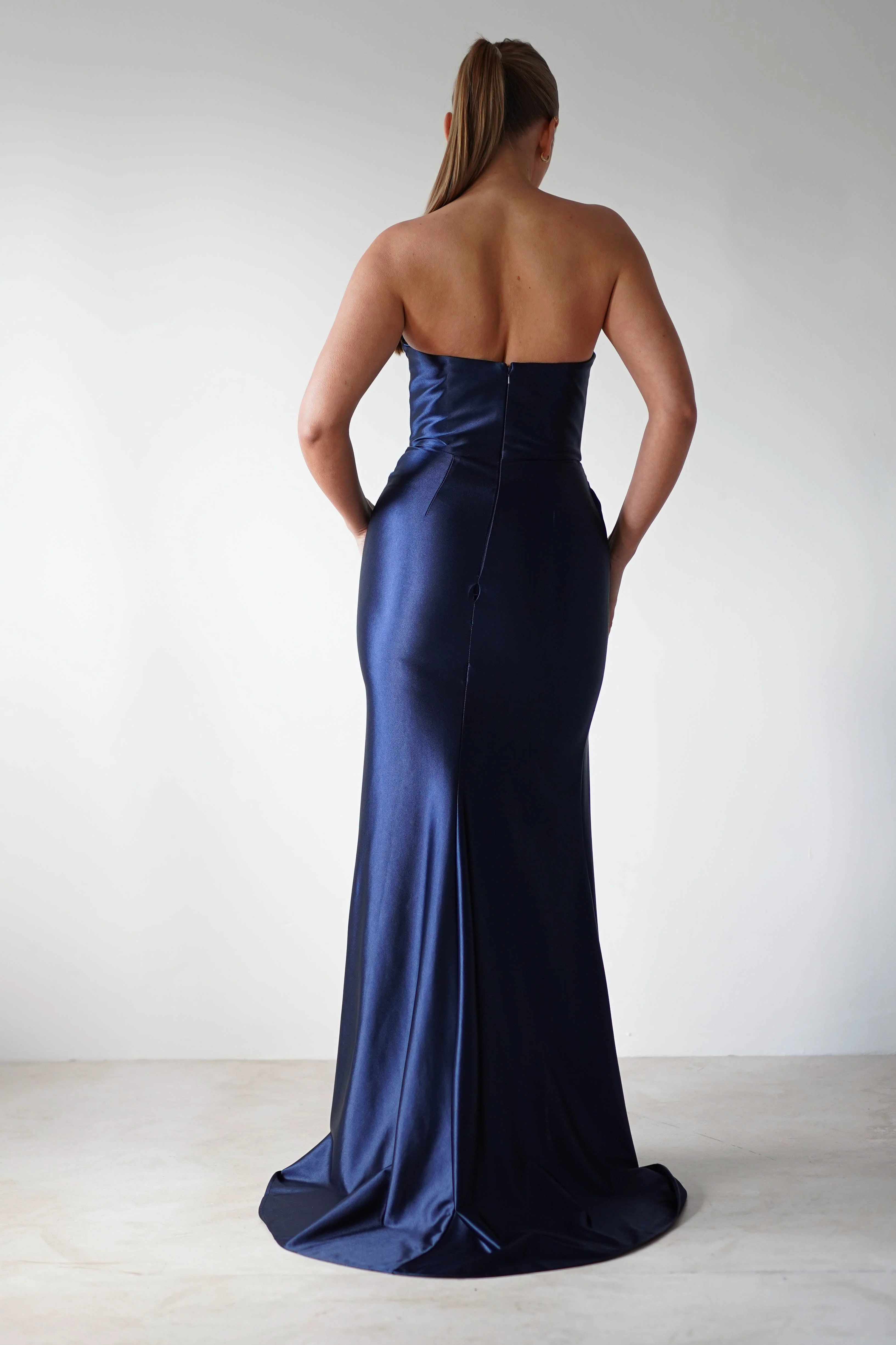 Venice Strapless Bodycon Gown | Navy - Image 10