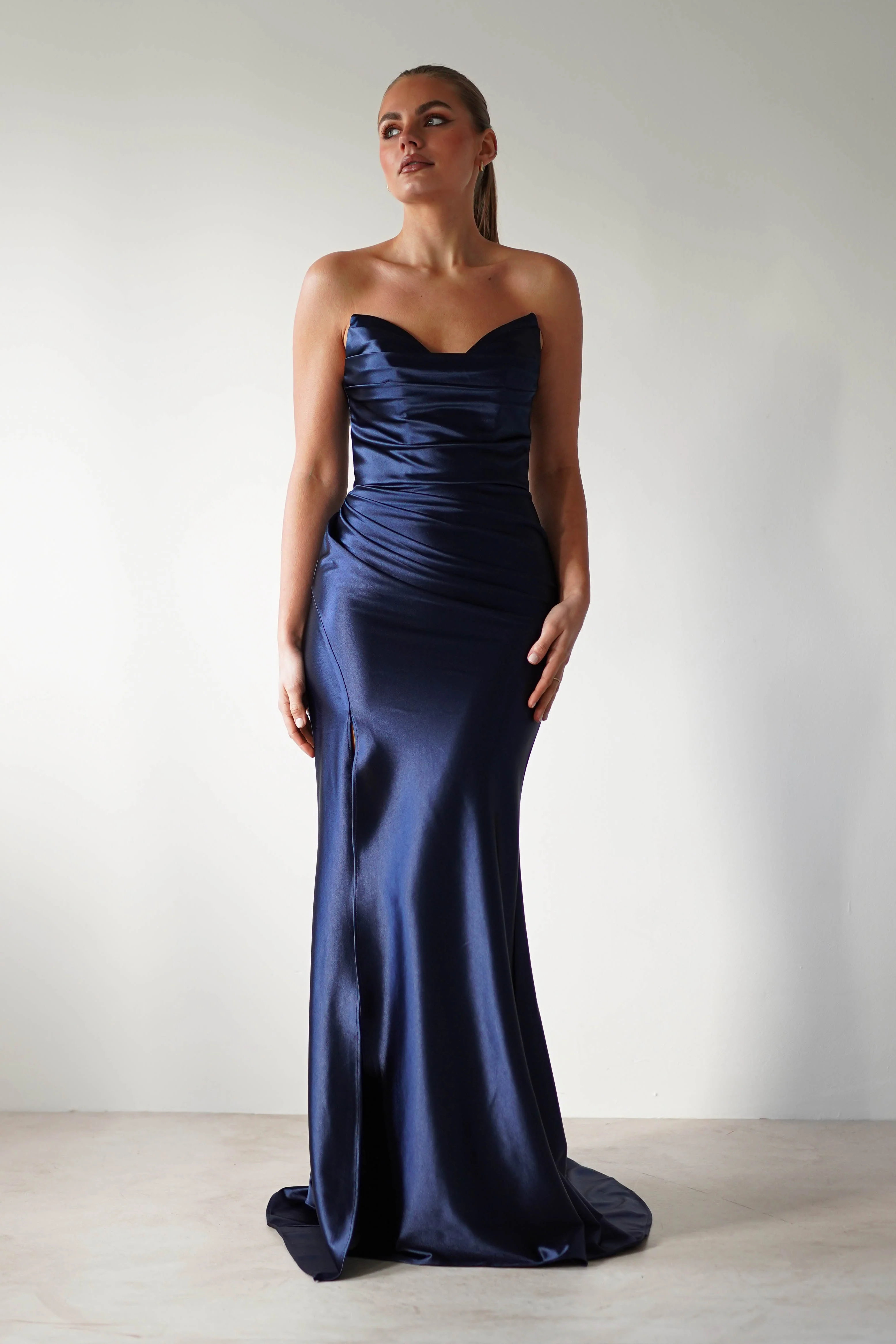 Venice Strapless Bodycon Gown | Navy - Image 6